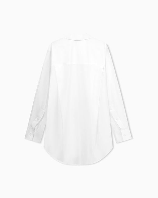 Emporio Armani White Cotton Poplin Shirt With A Pointed Collar And Long Sleeves