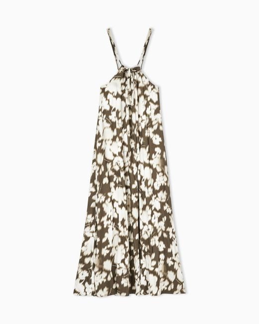 Emporio Armani White Floral Print Long Beachwear Dress