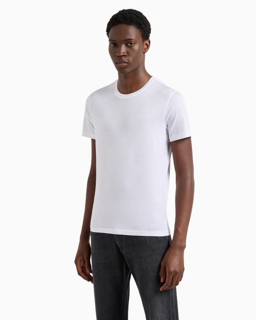 Emporio Armani White Mercerised-Jersey T-Shirt for men