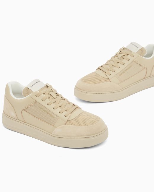 Emporio Armani White Cordura Sneakers With Suede Details for men