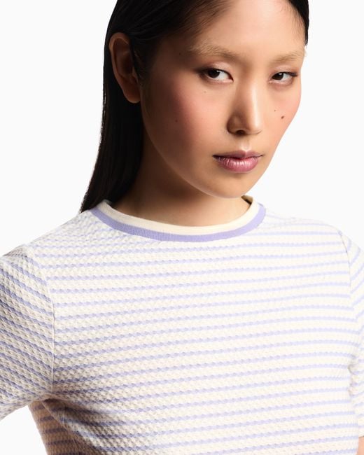 Emporio Armani White Stretch Jersey Jacquard Sweater