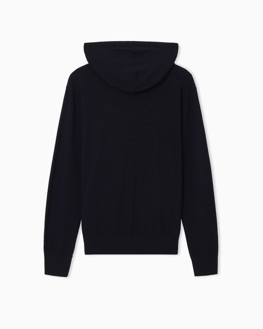 Emporio Armani Blue Travel Essential Zip-Up Hooded Cardigan for men