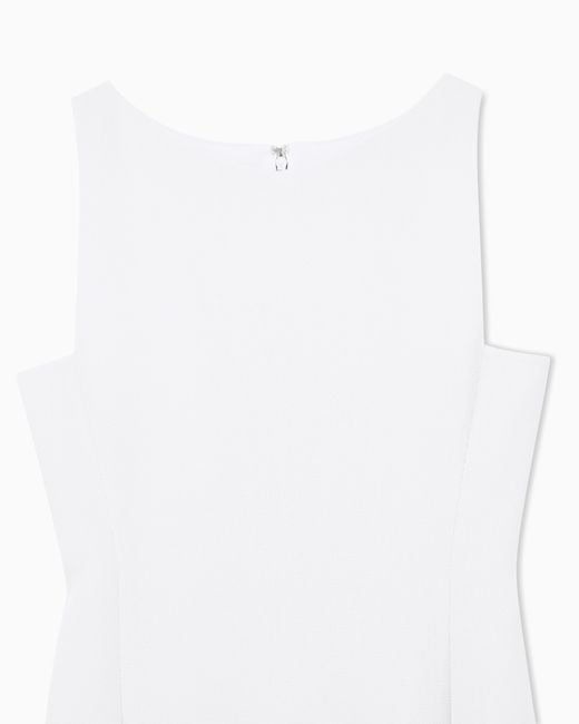 Emporio Armani White Slim Sleeveless Dress With A Boat Neckline And Back Zip