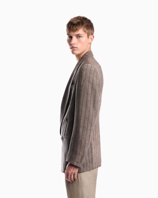 Emporio Armani Brown Double-Breasted Jacket for men
