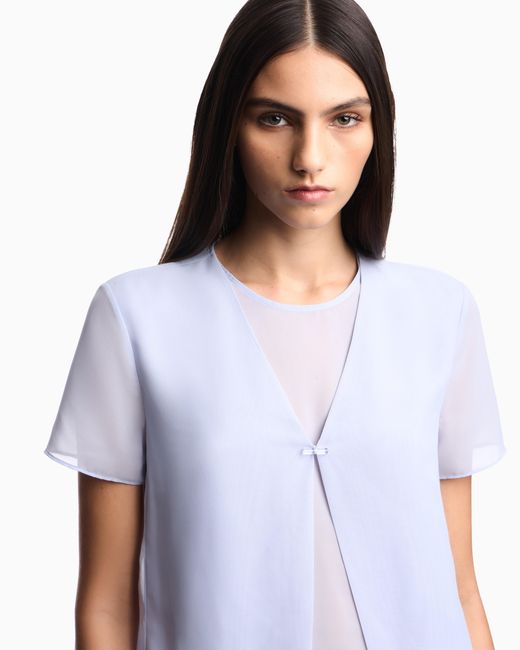 Emporio Armani Blue Two-Piece Technical Georgette Blouse