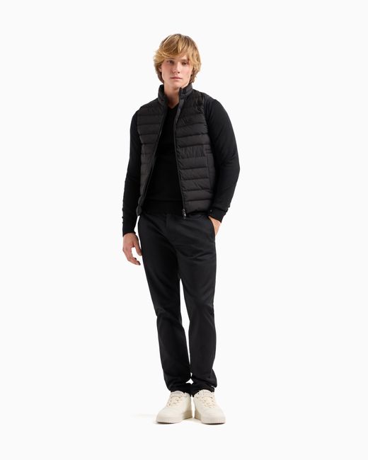 Doudoune Sans Manches Entièrement Zippée En Nylon Matelassé Avec Écusson Logo Aigle Emporio Armani pour homme en coloris Black