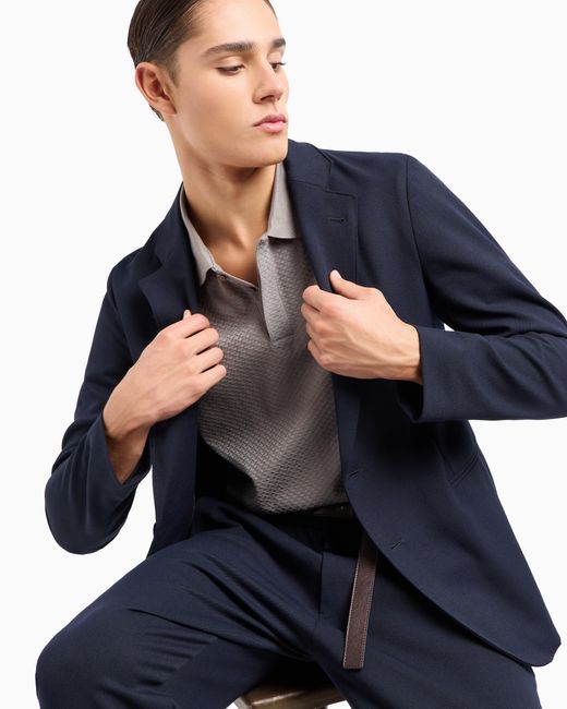 Pantalones Con Cintura Elástica De Gabardina Técnica Elástica Emporio Armani de hombre de color Blue