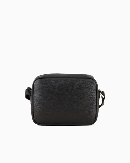 Emporio Armani Black Tumbled-Leather Camera Case With Shoulder Strap for men