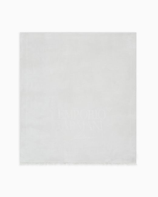 Emporio Armani White Modal Blend Stole With Jacquard Logo for men