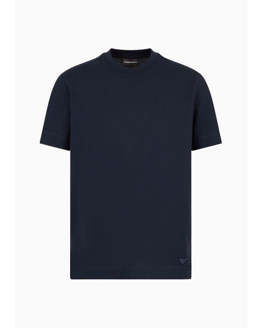 Emporio Armani Blue Jacquard Jersey T-shirt for men