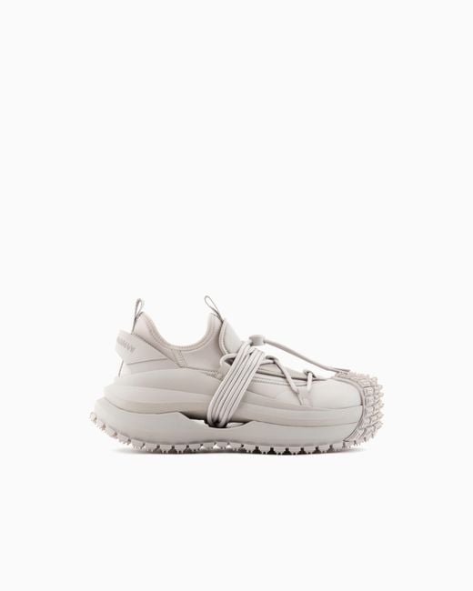 Emporio Armani Sneaker Aus Nylon Mit Scuba-Details Und Tunnelzug in White für Herren