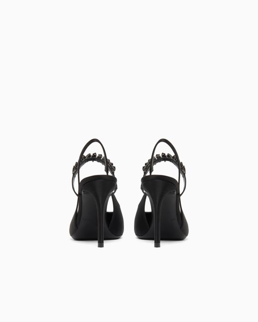 Emporio Armani White Satin Slingback Court Shoes