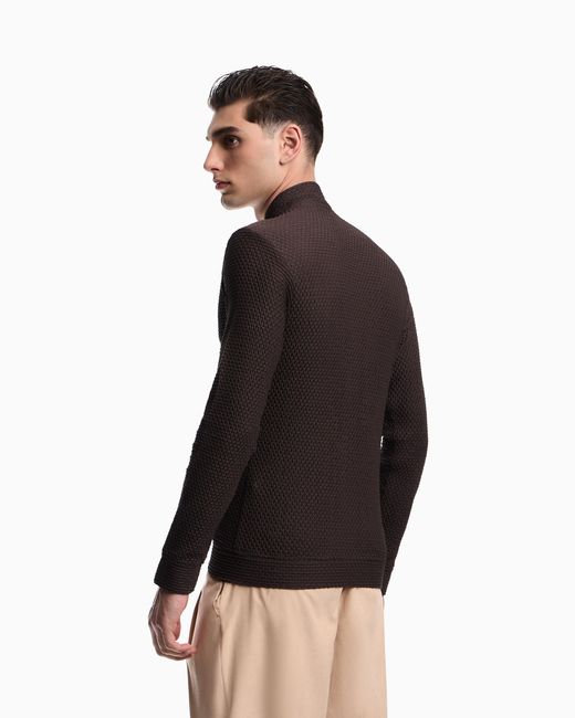 Emporio Armani Brown Embossed Two-Way Stretch Jersey Blouson for men