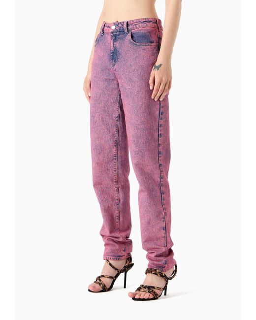 Emporio Armani Pink Sustainability Values Capsule Collection Jeans Aus Überfärbtem Bio-denim Und Lyocell-gemisch