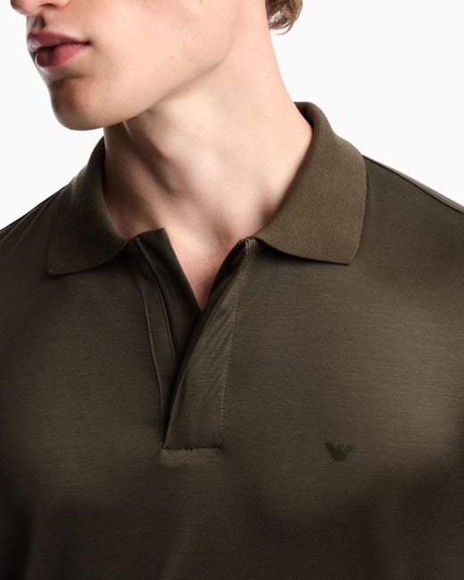 Emporio Armani Green Travel Essential Lyocell-Blend Jersey Polo Shirt for men