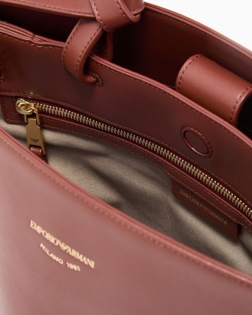 Emporio Armani Red Smooth Leather Shoulder Bag