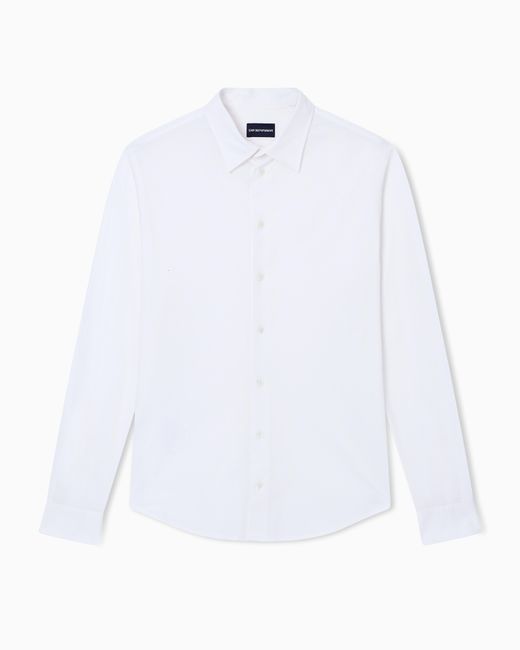 Emporio Armani White Micro-Armure Fabric Shirt for men