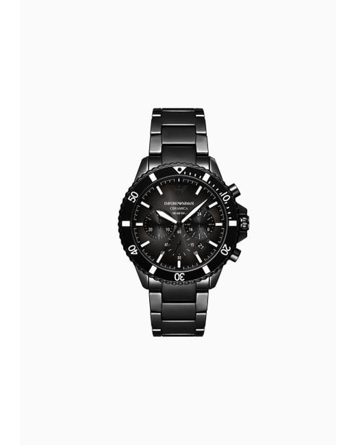 Emporio Armani Chronograph Black Ceramic Watch for men