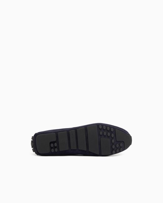 Emporio Armani Blue Suede Driving Shoes for men