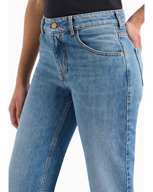 Jeans J7c Vita Alta E Gamba Skinny In Denim Effetto Used di Emporio Armani in Blue