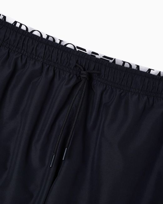 Emporio Armani Blue Bermuda Shorts With Logo Waistband for men