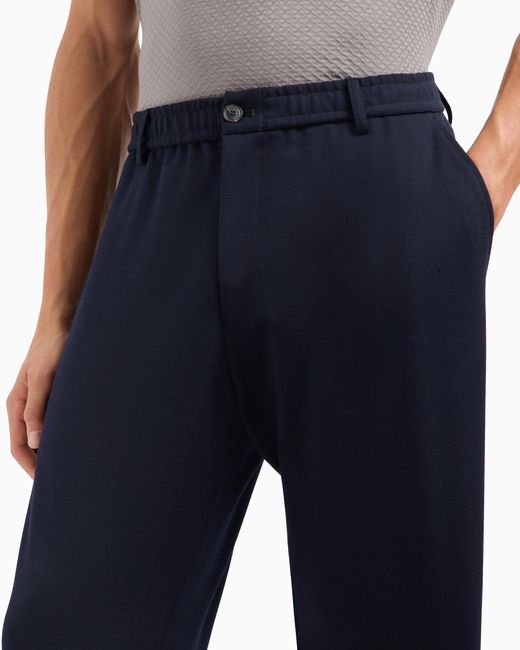 Pantalones Con Cintura Elástica De Gabardina Técnica Elástica Emporio Armani de hombre de color Blue