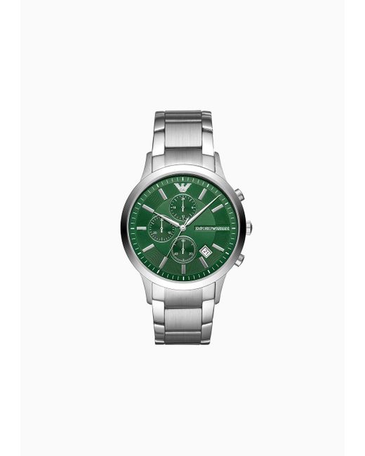 Reloj Con Cronógrafo De Acero Inoxidable Emporio Armani de hombre de color Green