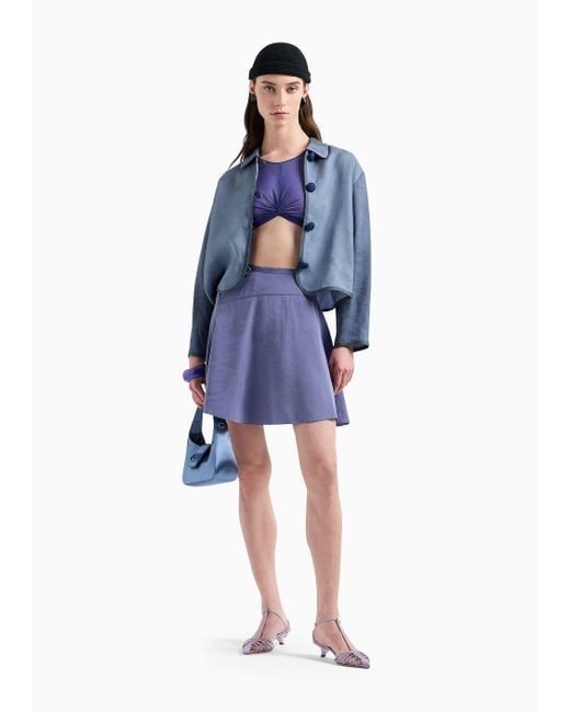 Emporio Armani Purple Flowing Skirt In Washed Matte Modal