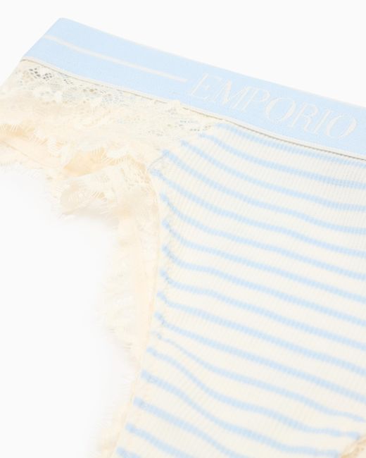 Emporio Armani White Asv Ribbed Recycled-Jersey Brazilian Briefs