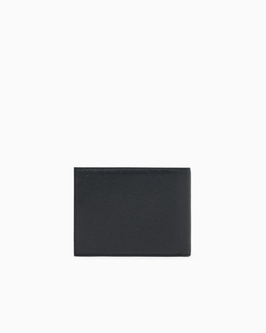 Emporio Armani White Tumbled-Leather Bi-Fold Wallet With Outer Pocket for men