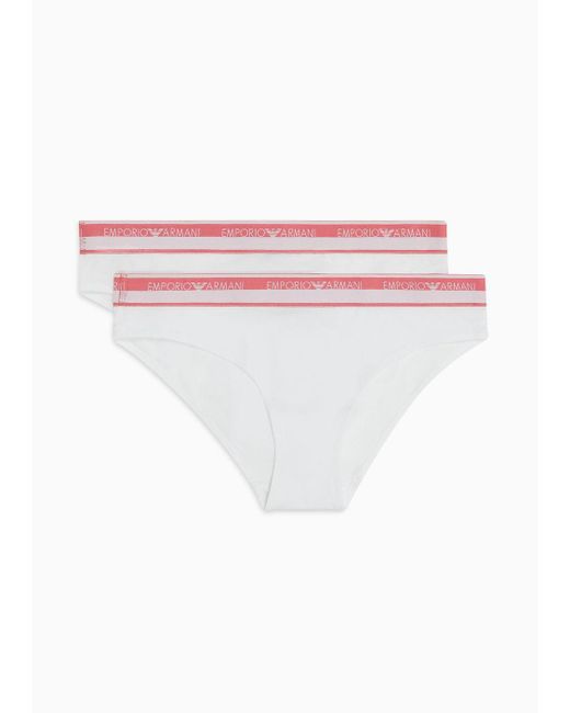 Emporio Armani White Asv Two-pack Of Iconic Organic-cotton Briefs With Logo Waistband