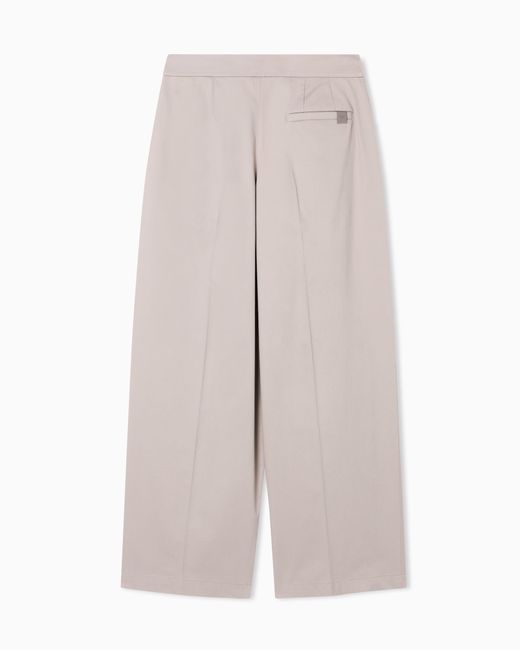 Emporio Armani Natural Brushed Cotton Trousers With Pleats