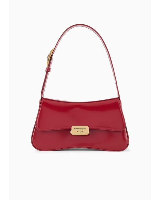 Emporio Armani Red Brushed-finish Baguette Shoulder Bag