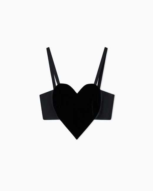 Emporio Armani Black Liquid Velvet Top With Heart