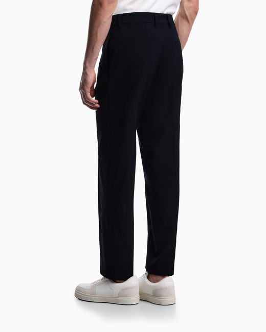 Emporio Armani Blue Nylon Viscose Blend Trousers for men