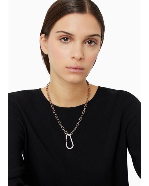 Emporio Armani Metallic Rose Gold-tone Stainless Steel Chain Necklace