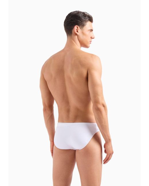 Slip De Bain Taille Basse En Microfibre Recyclée Essential Asv Emporio Armani pour homme en coloris White