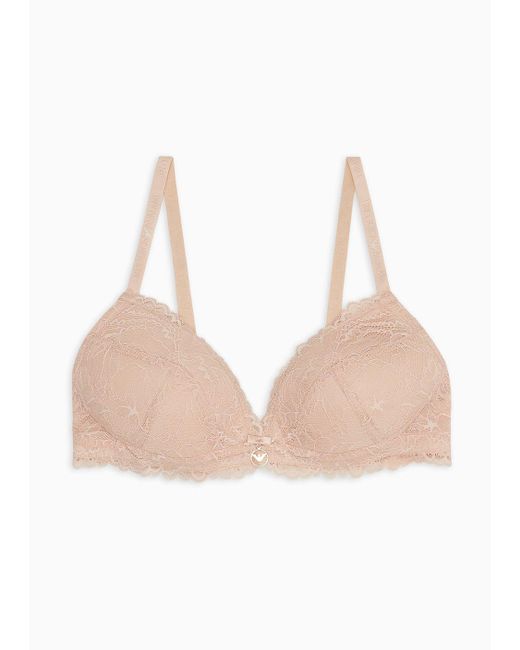 Emporio Armani Natural Asv Eternal Lace Recycled Lace Padded Triangle Bra