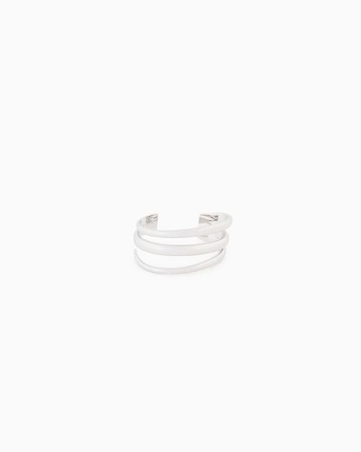Emporio Armani White Tone Brass Cuff Bracelet