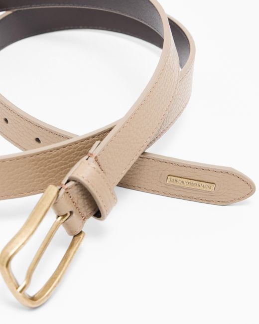Emporio Armani White Palmellato-Leather Belt for men