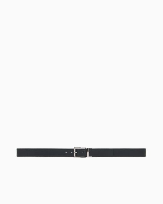 Emporio Armani White Reversible Leather Belt With One Side for men