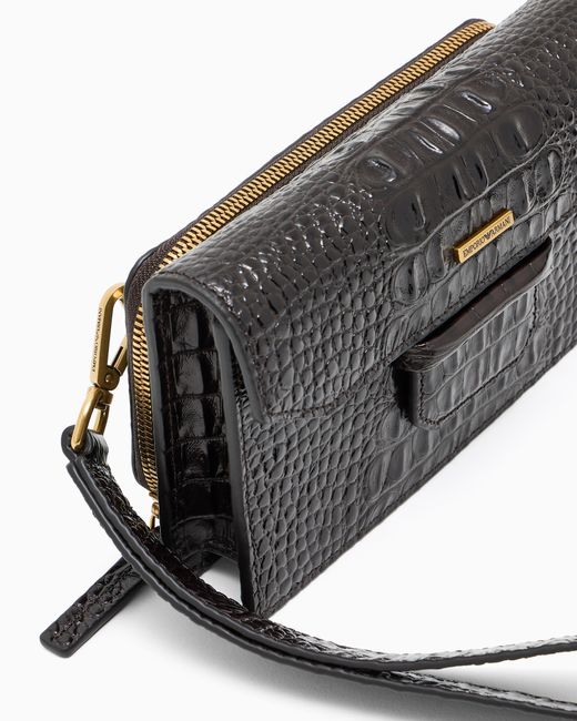 Bolso De Mano De Piel Con Solapa Y Estampado De Cocodrilo Emporio Armani de hombre de color White