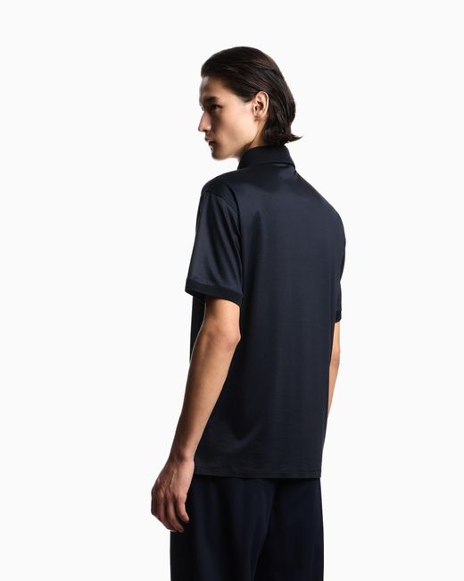 Emporio Armani Blue Rounded Micro Eagle Polo Shirt for men