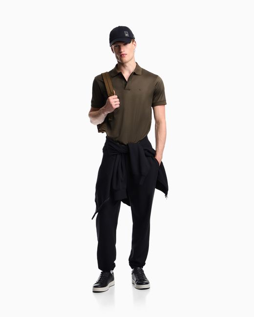 Emporio Armani Green Travel Essential Lyocell-Blend Jersey Polo Shirt for men