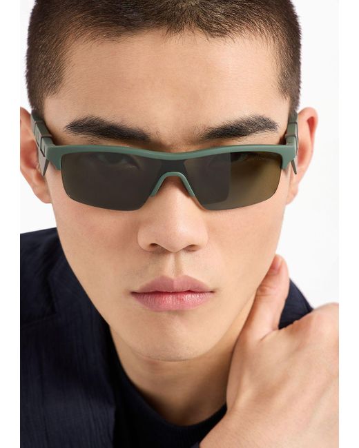 Emporio Armani Green Irregular-shaped Sunglasses for men