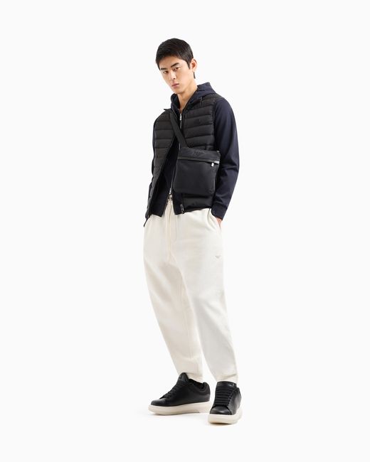Sudadera De Tejido De Punto Roma Con Capucha Y Cremallera Emporio Armani de hombre de color Blue