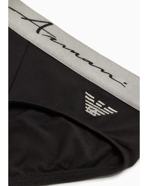 Emporio Armani Black Cosy Modal Briefs With Signature Logo for men