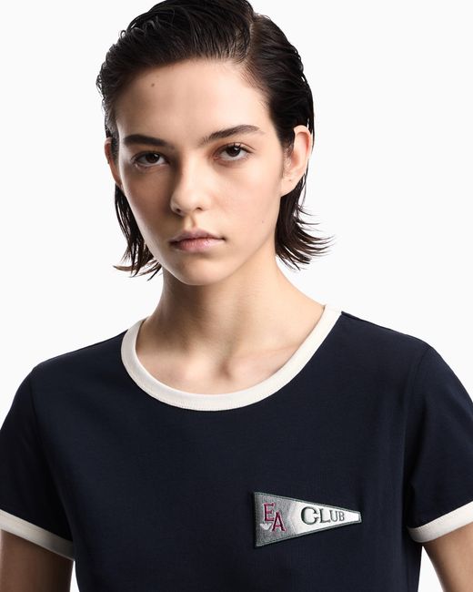 Emporio Armani Blue Eagle Club Jersey T-Shirt With Patch