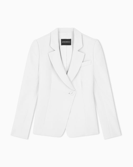 Emporio Armani White Tailored Single-Breasted Blazer With Notched Lapels