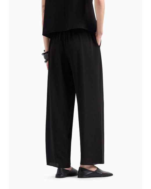 Pantaloni A Vita Elastica Con Cintura Tubolare In Crepe Armaturato di Emporio Armani in Black